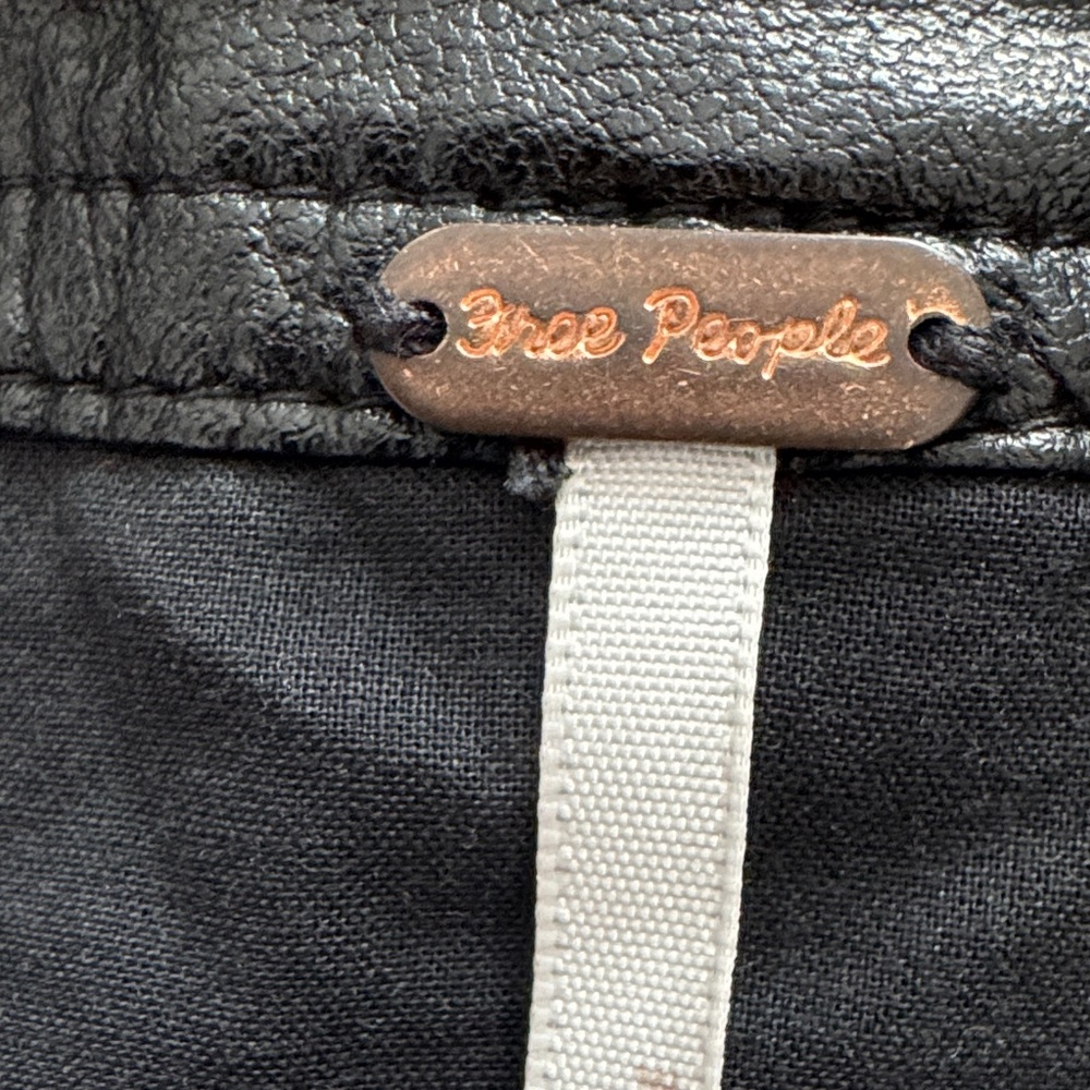 Free People Black Faux Leather Ruched Mini Skirt - Picture 5 of 5